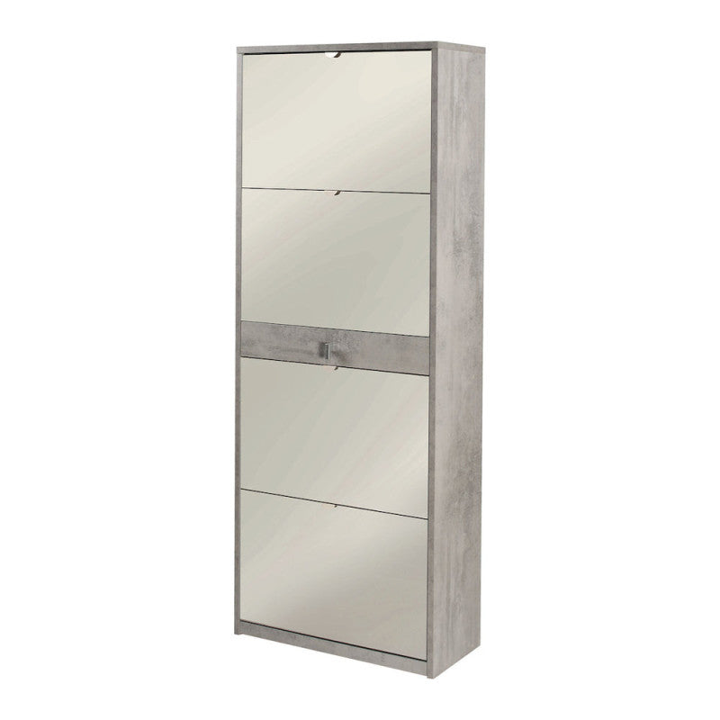 Scarpiera 4 Ante Specchio 1 Cassetto P29 Kit Cemento cm 63x29x164h - Sarmog