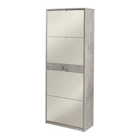 Scarpiera 4 Ante Specchio 1 Cassetto P29 Kit Cemento cm 63x29x164h - Sarmog