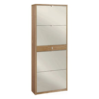 Scarpiera 4 Ante Specchio 1 Cassetto P29 Kit Noce Stelvio cm 63x29x164h - Sarmog