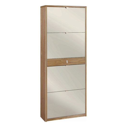 Scarpiera 4 Ante Specchio 1 Cassetto P29 Kit Noce Stelvio cm 63x29x164h - Sarmog