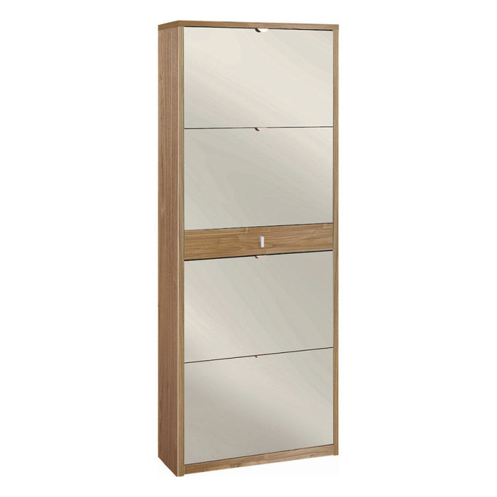 Scarpiera 4 Ante Specchio 1 Cassetto P29 Kit Noce Stelvio cm 63x29x164h - Sarmog