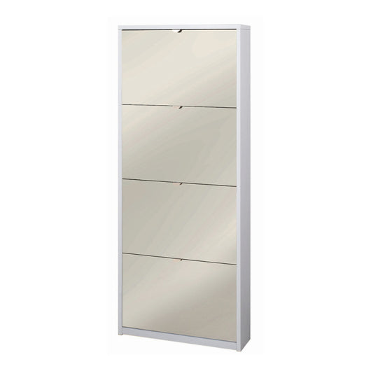Scarpiera 4 Ante Specchio P18 Kit Bianco Fiammato cm 63x18x154h - Sarmog