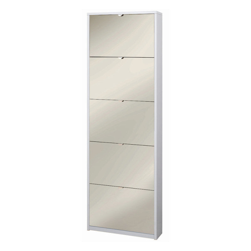 Scarpiera 5 Ante Specchio P18 Kit Bianco Fiammato cm 63x18x190h - Sarmog