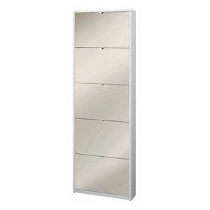 Scarpiera 5 Ante Specchio P18 Kit Bianco Fiammato cm 63x18x190h - Sarmog