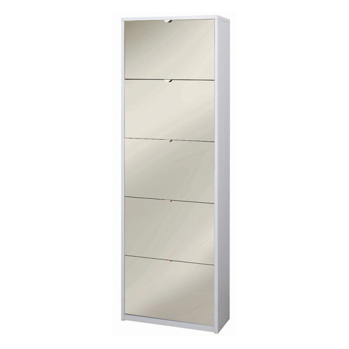 Scarpiera 5 Ante Specchio P29 Kit Bianco Fiammato cm 63x29x190h - Sarmog