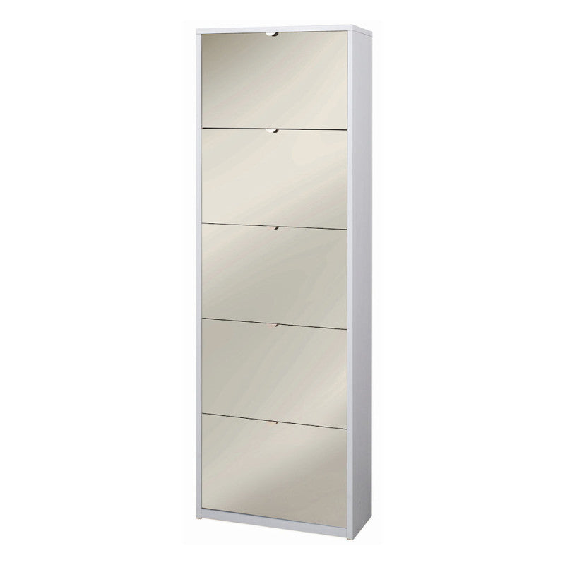 Scarpiera 5 Ante Specchio P29 Kit Bianco Fiammato cm 63x29x190h - Sarmog