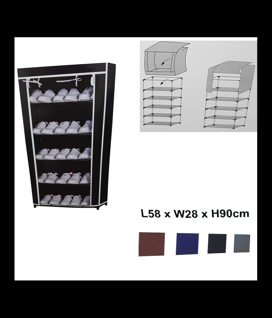 Scarpiera 5 Ripiani Salvaspazio Copertura Antipolvere 58x28x90cm Organizer         