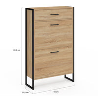 IDMarket - Scarpiera a 2 ante da 12 pezzi LUIS con cassetto dal design industriale