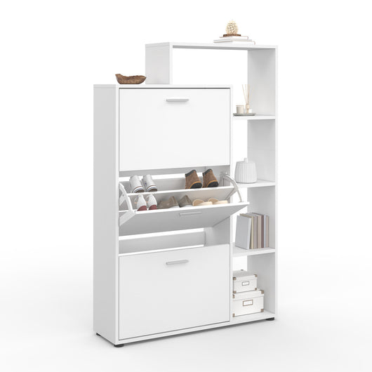 IDMarket - Scarpiera a 3 ante con ripiano bianco