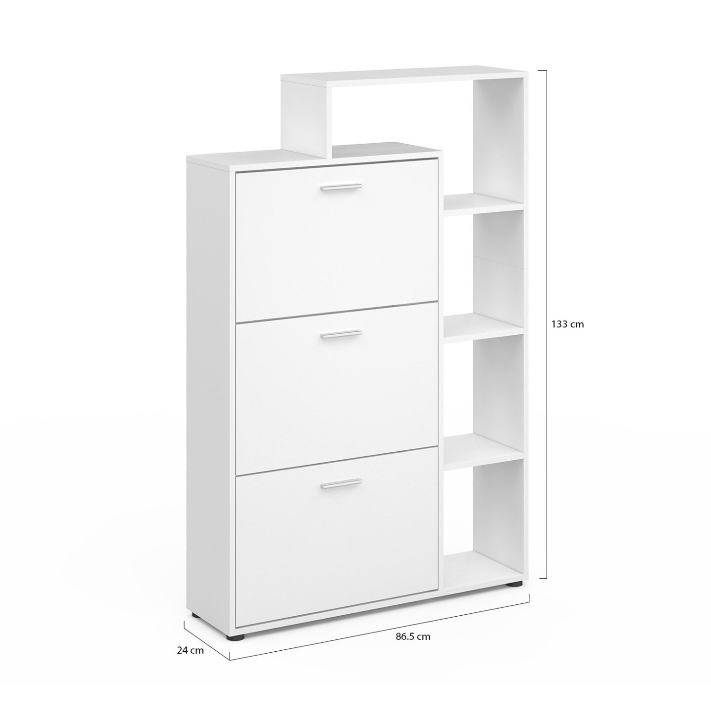 IDMarket - Scarpiera a 3 ante con ripiano bianco