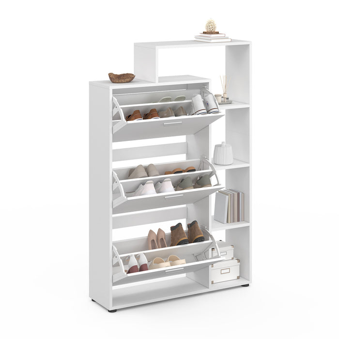 IDMarket - Scarpiera a 3 ante con ripiano bianco