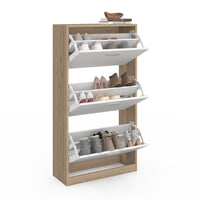 IDMarket - Scarpiera a 3 ante effetto faggio e bianco