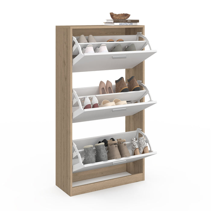 IDMarket - Scarpiera a 3 ante effetto faggio e bianco