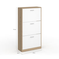 IDMarket - Scarpiera a 3 ante effetto faggio e bianco