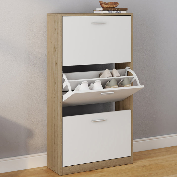 IDMarket - Scarpiera a 3 ante effetto faggio e bianco