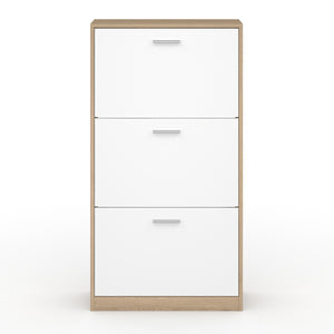 IDMarket - Scarpiera a 3 ante effetto faggio e bianco