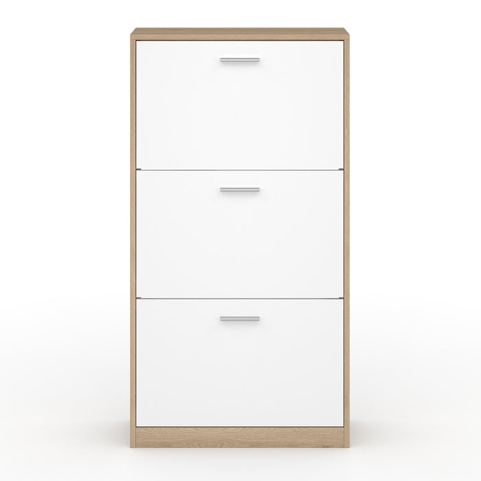 IDMarket - Scarpiera a 3 ante effetto faggio e bianco