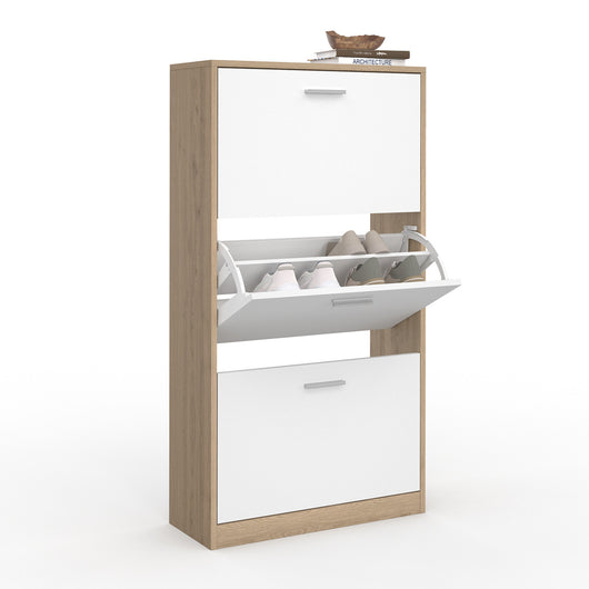 IDMarket - Scarpiera a 3 ante effetto faggio e bianco
