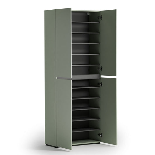 Scarpiera a 4 ante XL con 10 ripiani MISTER VERDE SALVIA made in Italy