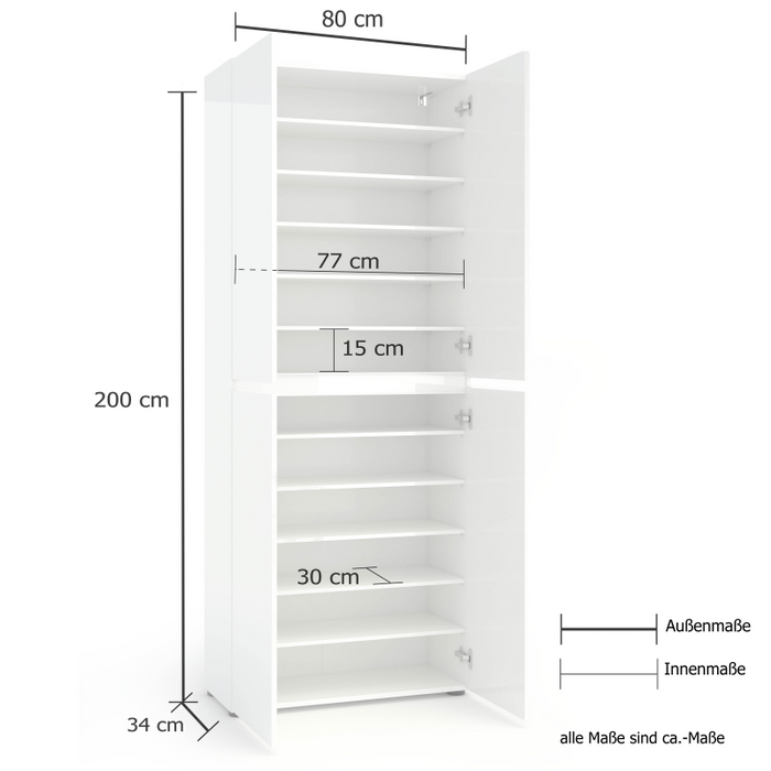 Scarpiera a 4 ante XL con 10 ripiani MISTER VERDE SALVIA made in Italy