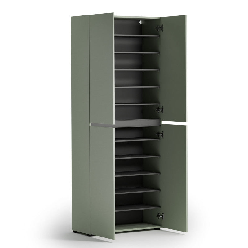Scarpiera a 4 ante XL con 10 ripiani MISTER VERDE SALVIA made in Italy