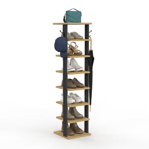 IDMarket - Scarpiera a 8 livelli con pioli in legno e neri