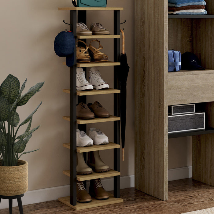 IDMarket - Scarpiera a 8 livelli con pioli in legno e neri