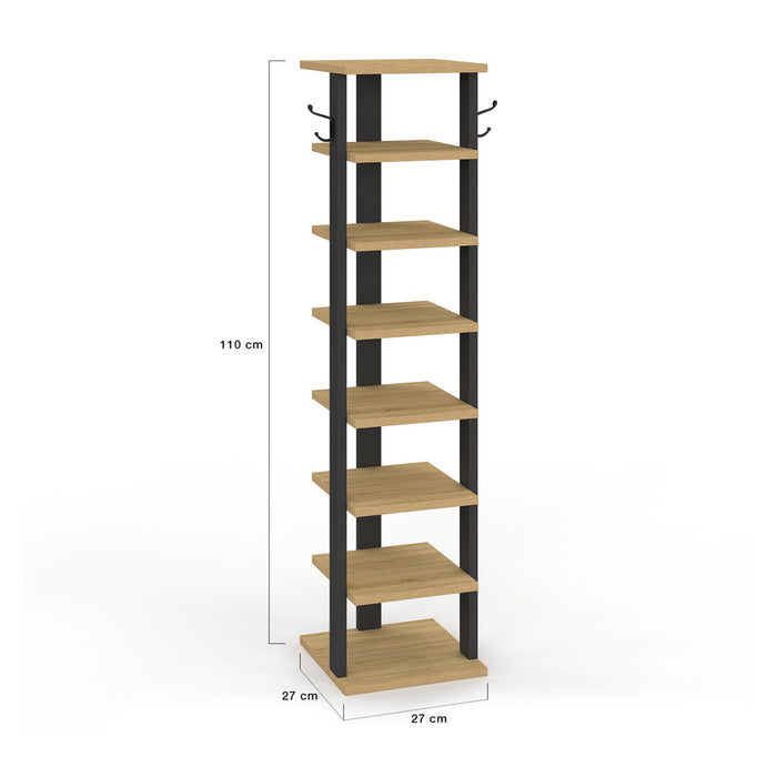 IDMarket - Scarpiera a 8 livelli con pioli in legno e neri