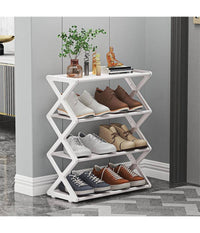 Scarpiera A X Custodia Multifunzionale In Acciaio Portascarpe Staccabile Bianco         