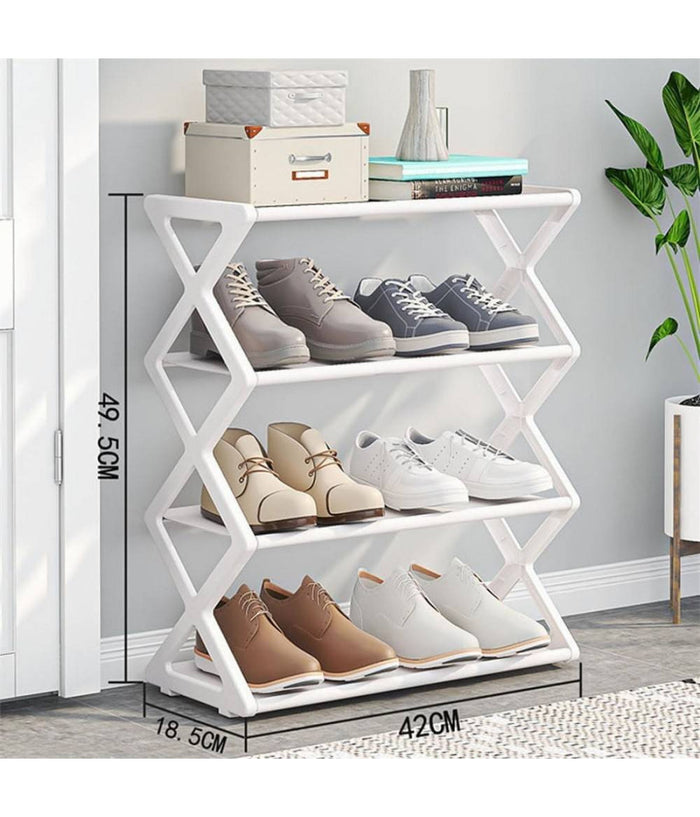 Scarpiera A X Custodia Multifunzionale In Acciaio Portascarpe Staccabile Bianco         