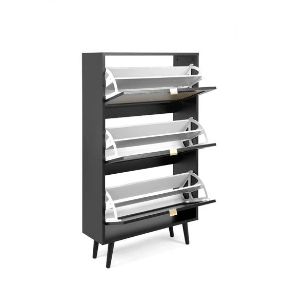 Scarpiera Arendal con 3 cassetti in finitura Nero opaco con dettagli Oro,  ZFRVIENNSCP