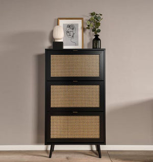 Scarpiera Arendal con 3 cassetti in finitura Nero opaco con dettagli Oro,  ZFRVIENNSCP