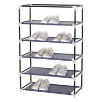 Scarpiera Armadio In Tnt 5 Ripiani Con Struttura Metallo 61x30x90 Cm Blu