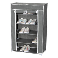 Scarpiera Armadio In Tnt 5 Ripiani Con Struttura Metallo 61x30x90 Cm Grigio