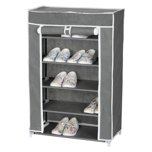 Scarpiera Armadio In Tnt 5 Ripiani Con Struttura Metallo 61x30x90 Cm Grigio