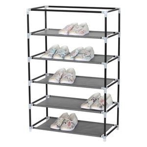 Scarpiera Armadio In Tnt 5 Ripiani Con Struttura Metallo 61x30x90 Cm Grigio