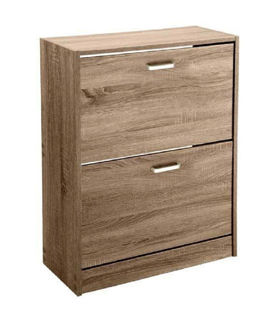 Scarpiera Bassa 2 Ante Doppia A Ribalta Salvaspazio Slim Noce 81x63x24cm 827624         