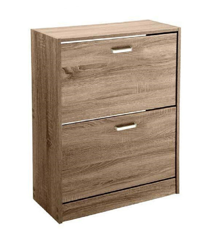 Scarpiera Bassa 2 Ante Doppia A Ribalta Salvaspazio Slim Noce 81x63x24cm 827624         