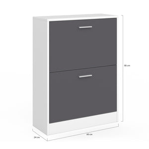 IDMarket - Scarpiera bianca a 2 ante grigia