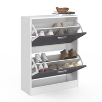 IDMarket - Scarpiera bianca a 2 ante grigia