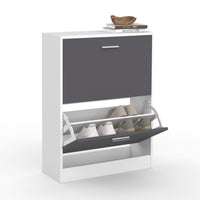 IDMarket - Scarpiera bianca a 2 ante grigia