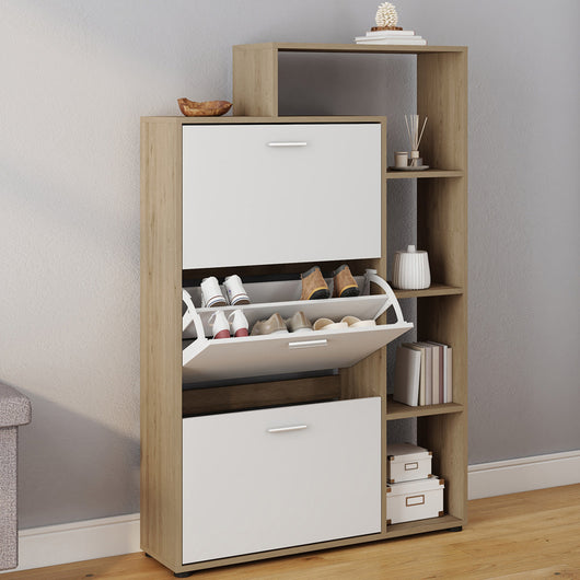 IDMarket - Scarpiera bianca a 3 ante con ripiano