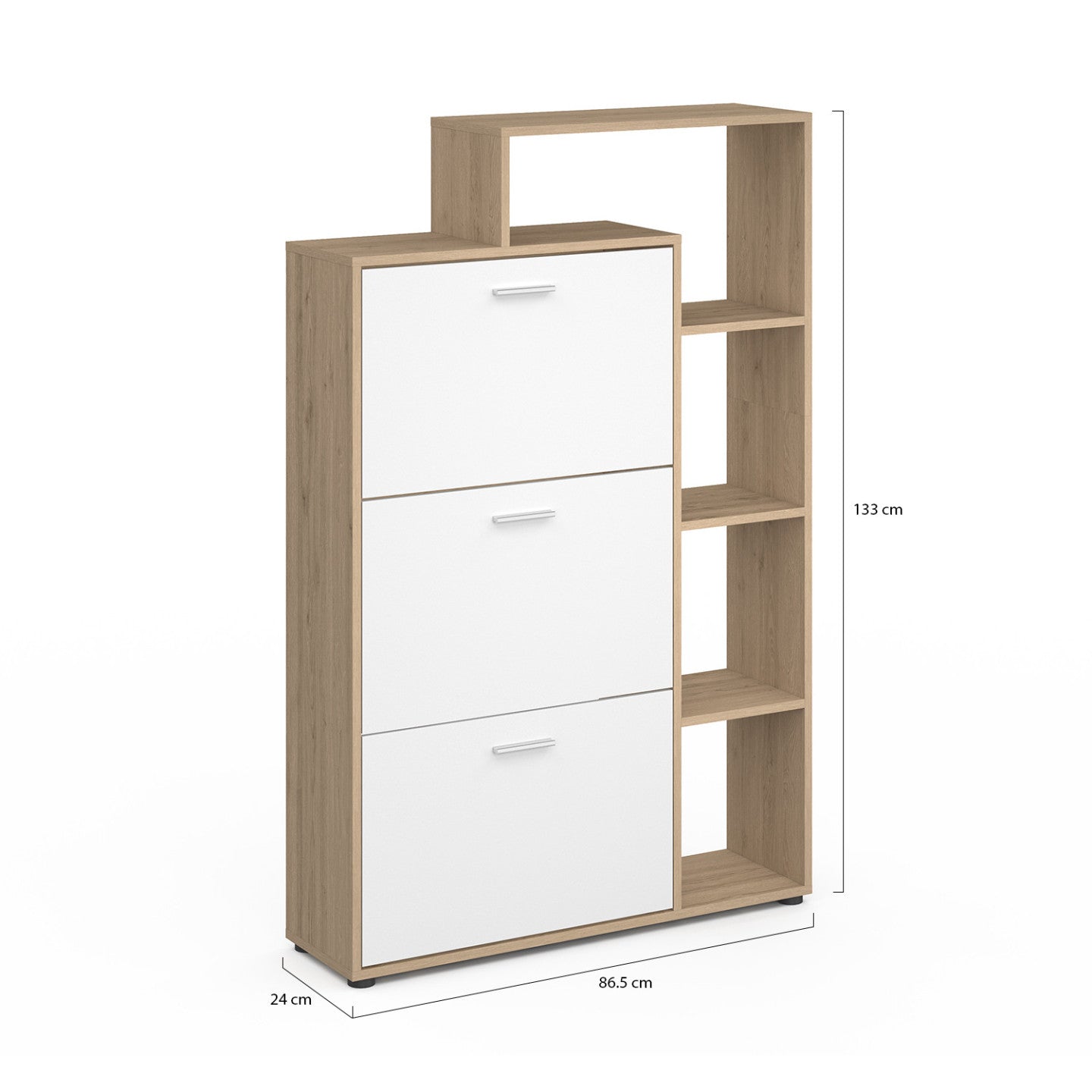 IDMarket - Scarpiera bianca a 3 ante con ripiano