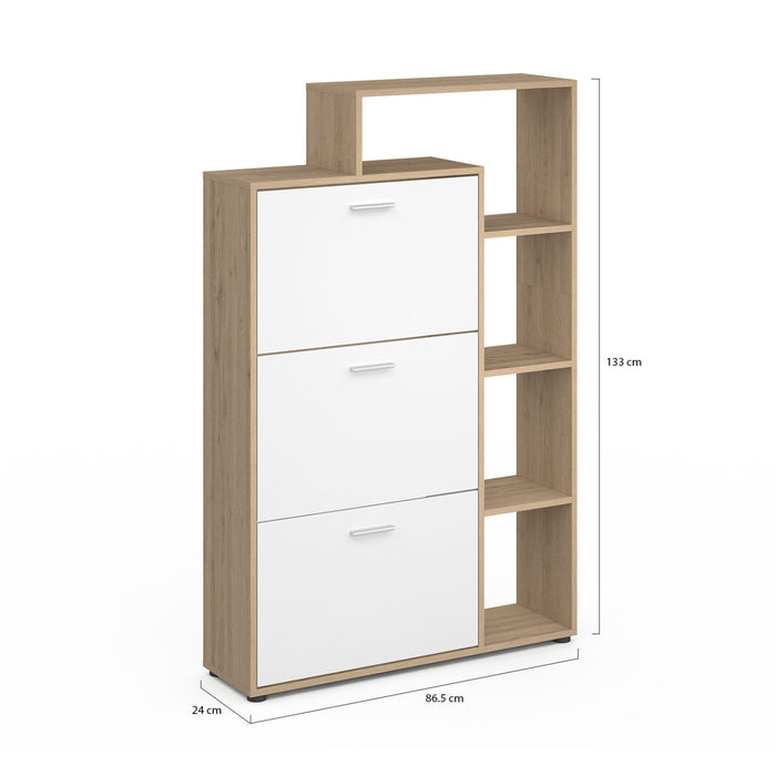 IDMarket - Scarpiera bianca a 3 ante con ripiano
