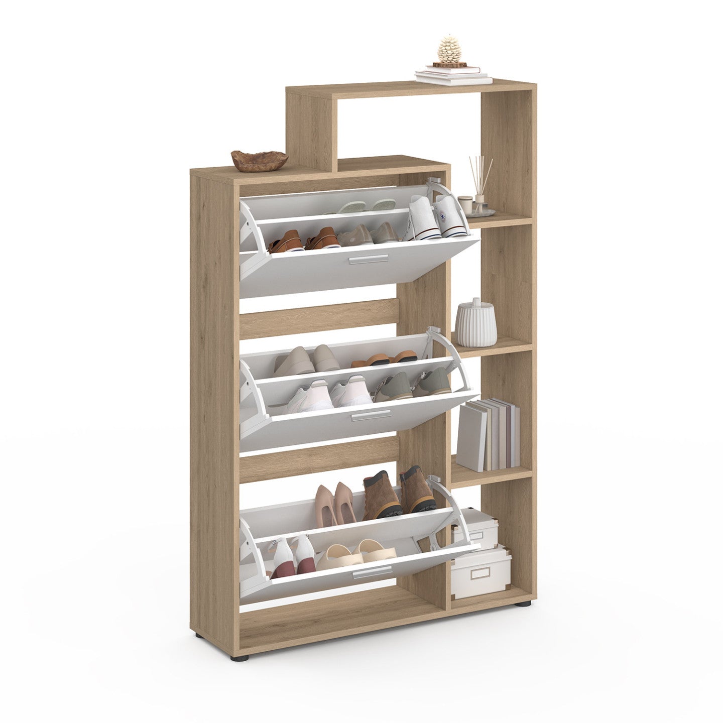 IDMarket - Scarpiera bianca a 3 ante con ripiano