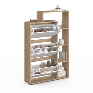 IDMarket - Scarpiera bianca a 3 ante con ripiano