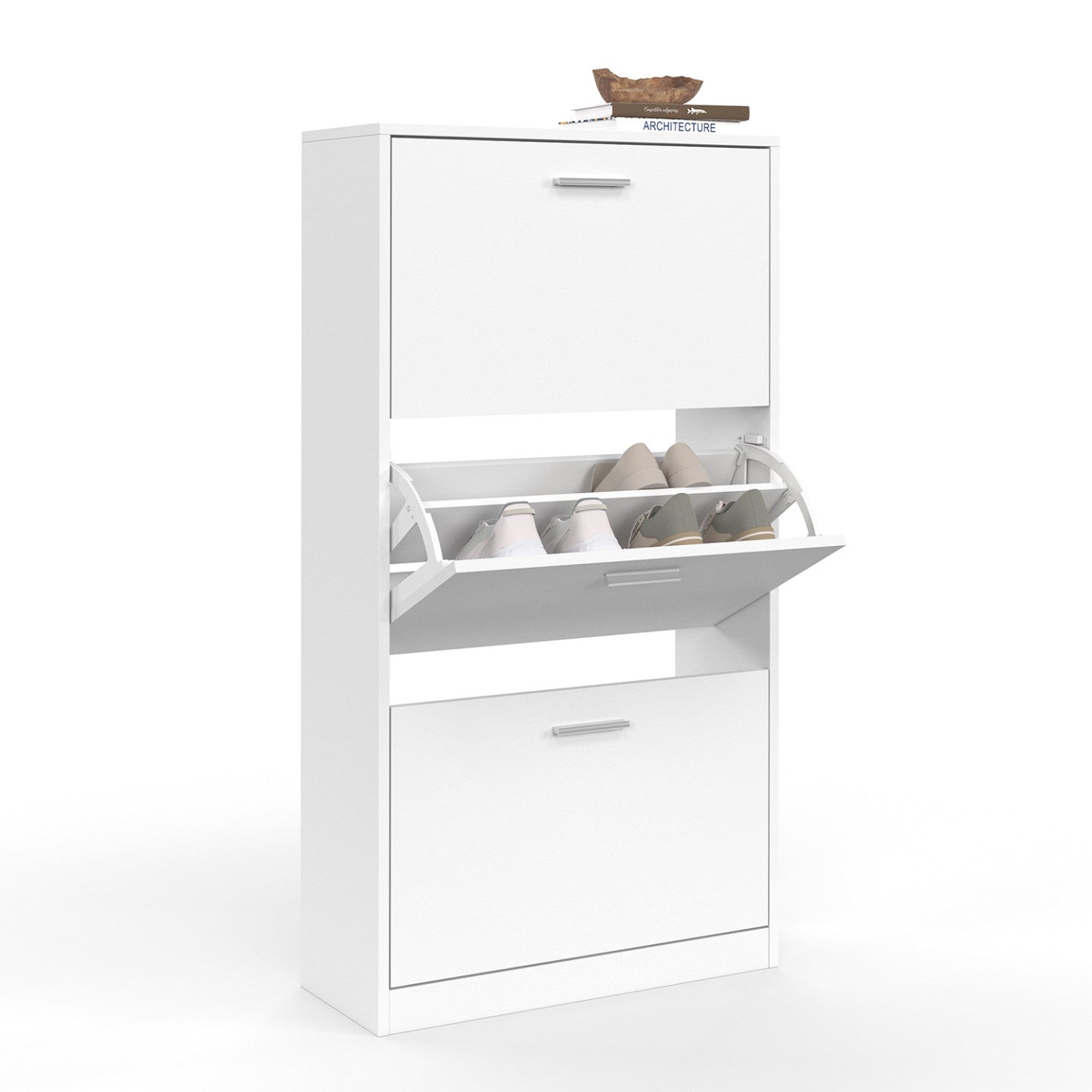 IDMarket - Scarpiera bianca a 3 ante