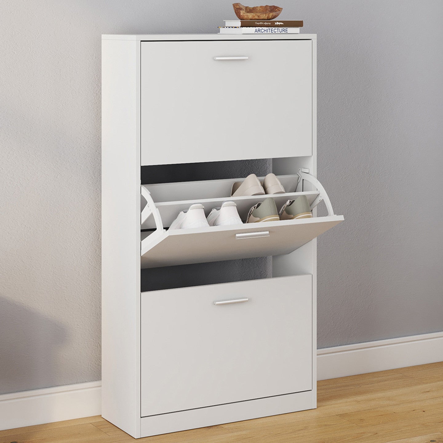 IDMarket - Scarpiera bianca a 3 ante