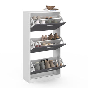 IDMarket - Scarpiera bianca con 3 ante grigie