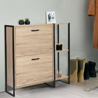 IDMarket - Scarpiera con 2 ante con ripiano design industriale LUIS